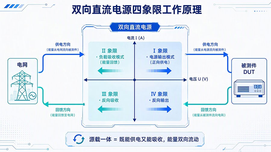 双向直流电源的“源载一体”是什么意思?原理与选型要点解析